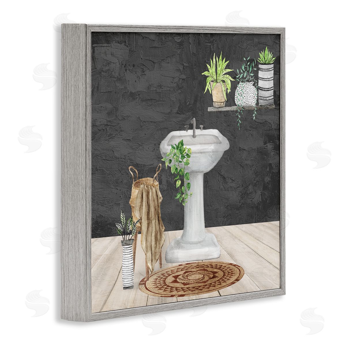 Kim Allen Relaxing Bathroom View Gray Framed Giclee Wall Art Print