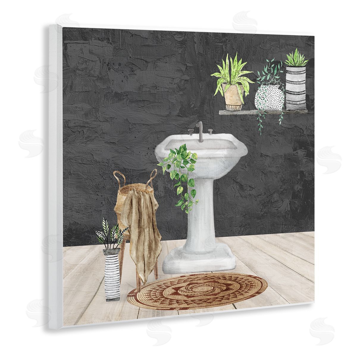 Kim Allen Relaxing Bathroom View Wooden Wall Plaque Art Print