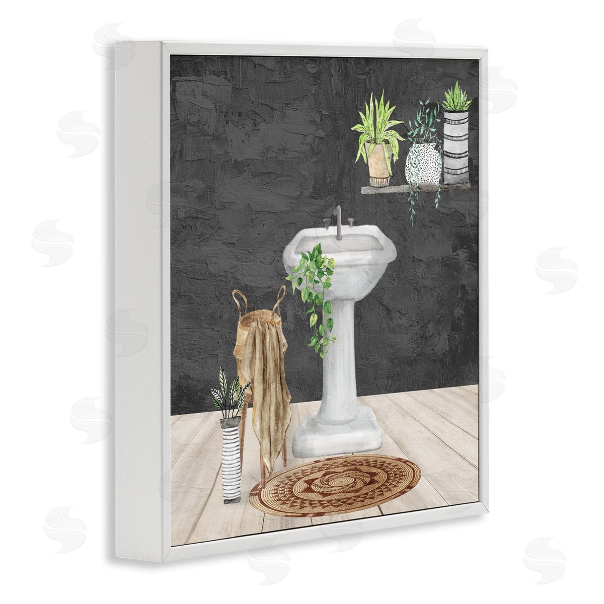 Kim Allen Relaxing Bathroom View White Framed Giclee Wall Art Print