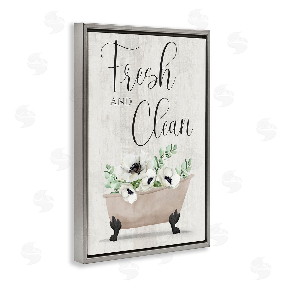 Marcus Prime Fresh & Clean Poppy Tub Gray Floating Frame Canvas Wall Art Print