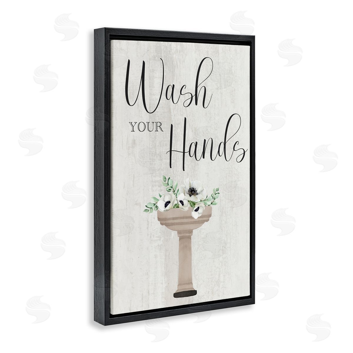 Marcus Prime Wash Your Hands Poppies Black Floating Frame Canvas Wall Art Print