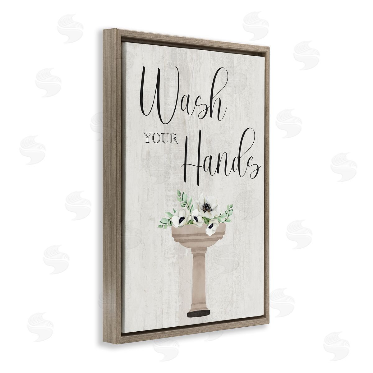 Marcus Prime Wash Your Hands Poppies Brown Floating Frame Canvas Wall Art Print