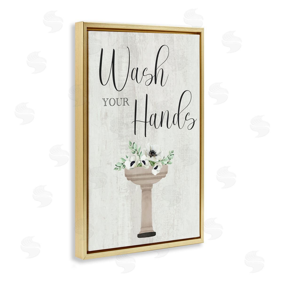 Marcus Prime Wash Your Hands Poppies Gold Floating Frame Canvas Wall Art Print