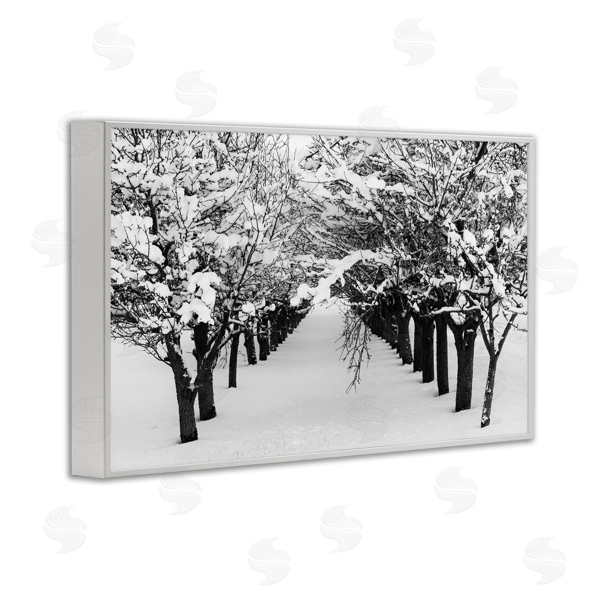 Nancy Crowell Winter Tree Pathway White Framed Giclee Wall Art Print