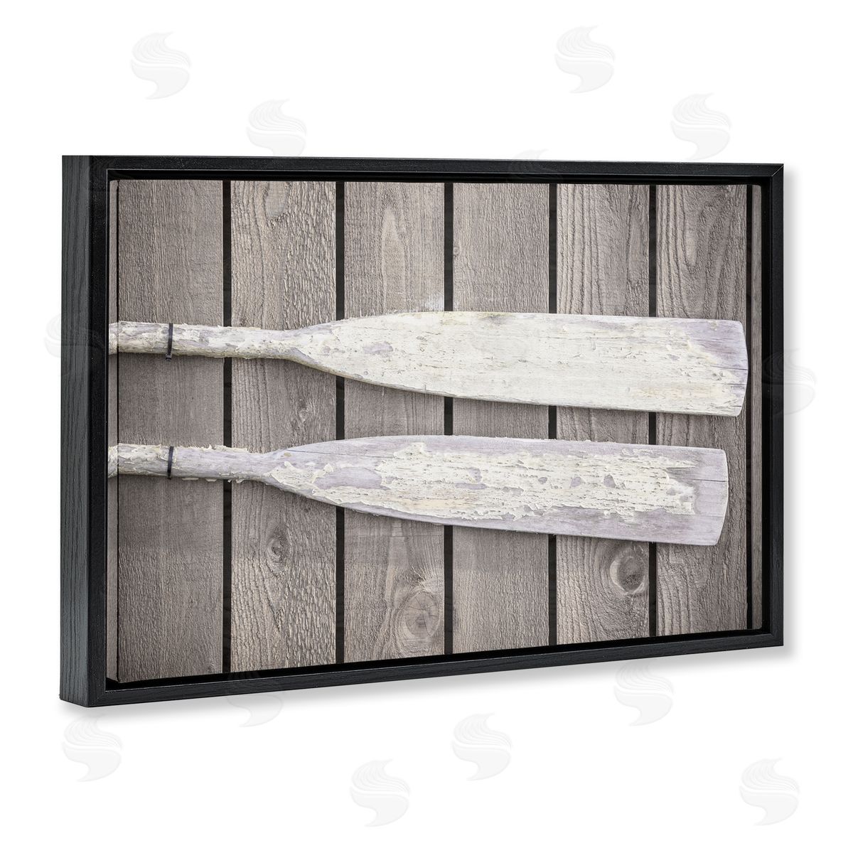 Aaron Matheson Rustic Oars Pair Black Floating Frame Canvas Wall Art Print