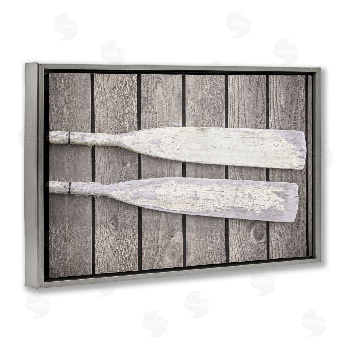 Aaron Matheson Rustic Oars Pair Gray Floating Frame Canvas Wall Art Print