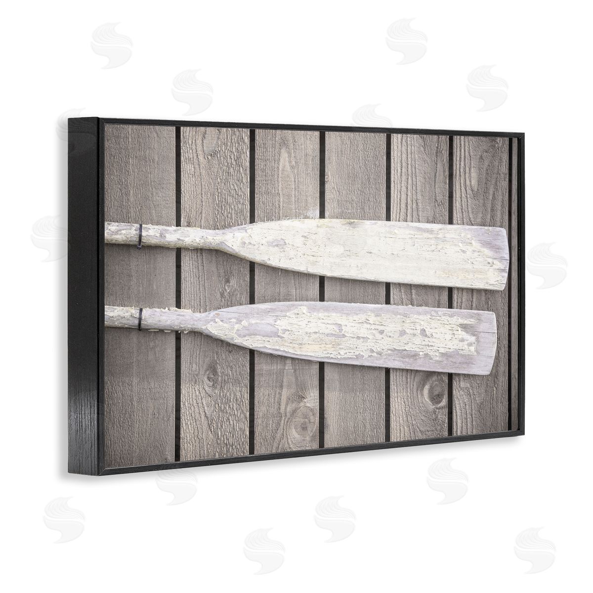Aaron Matheson Rustic Oars Pair Black Framed Giclee Wall Art Print