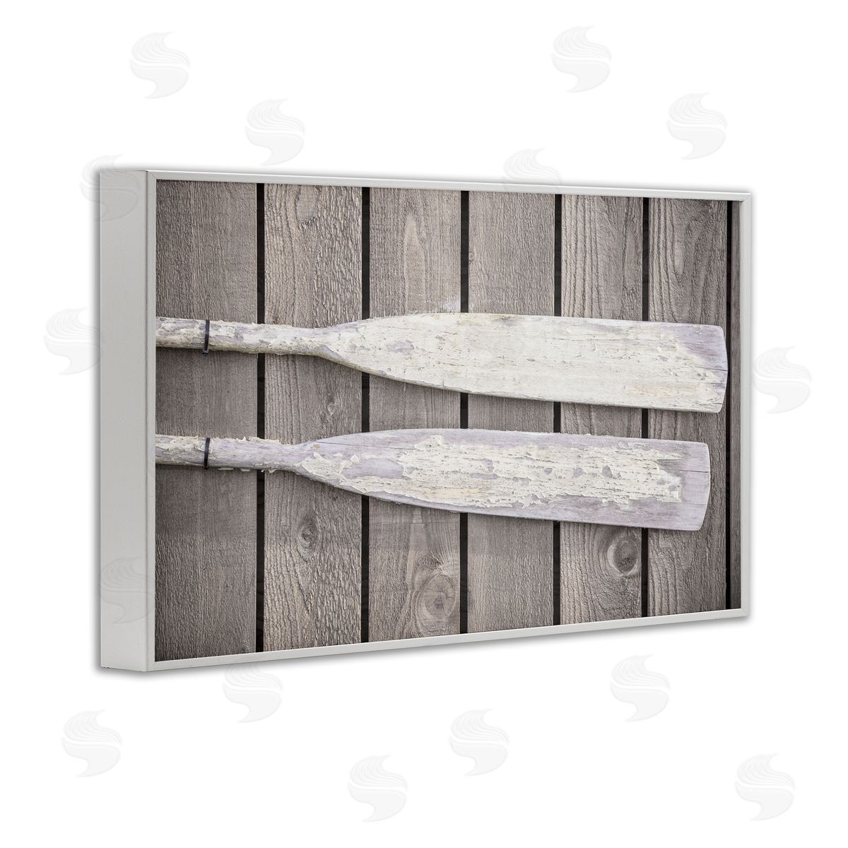 Aaron Matheson Rustic Oars Pair White Framed Giclee Wall Art Print