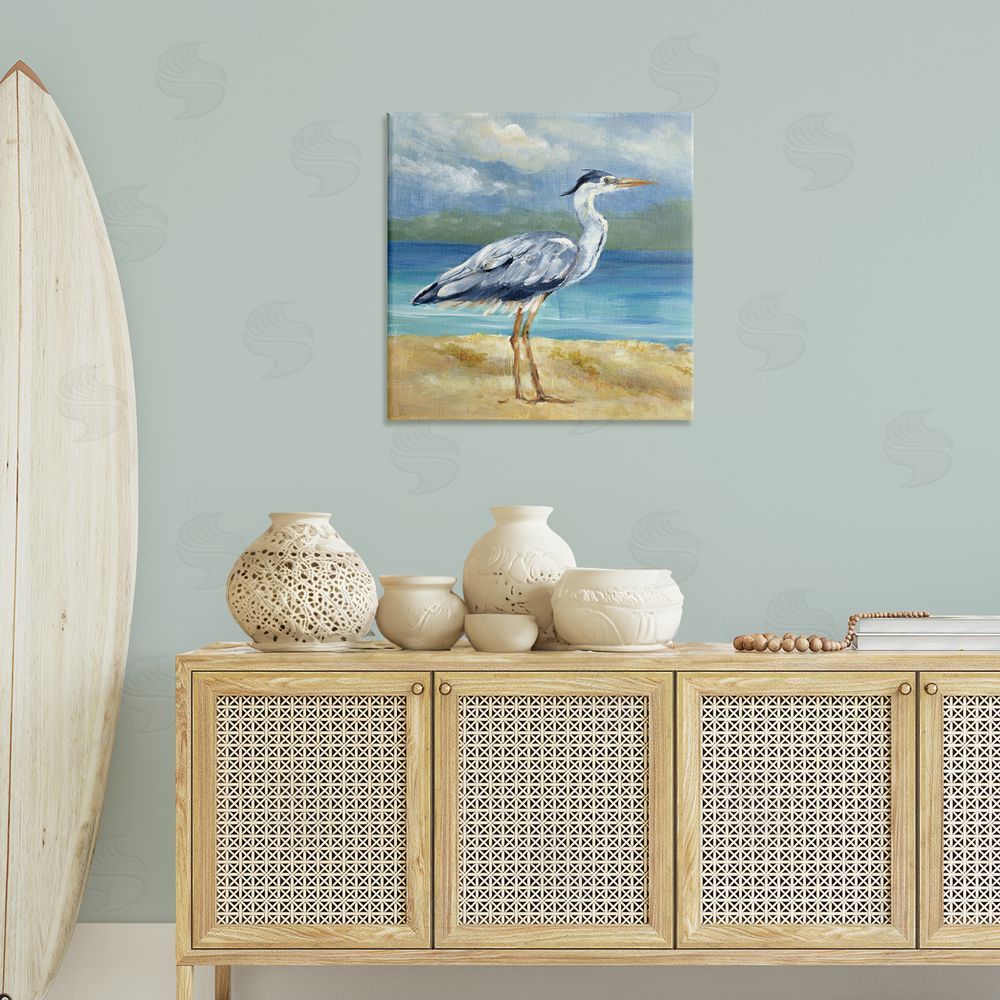 Lanie Loreth Heron by the Sea Canvas Wall Art Print in Room