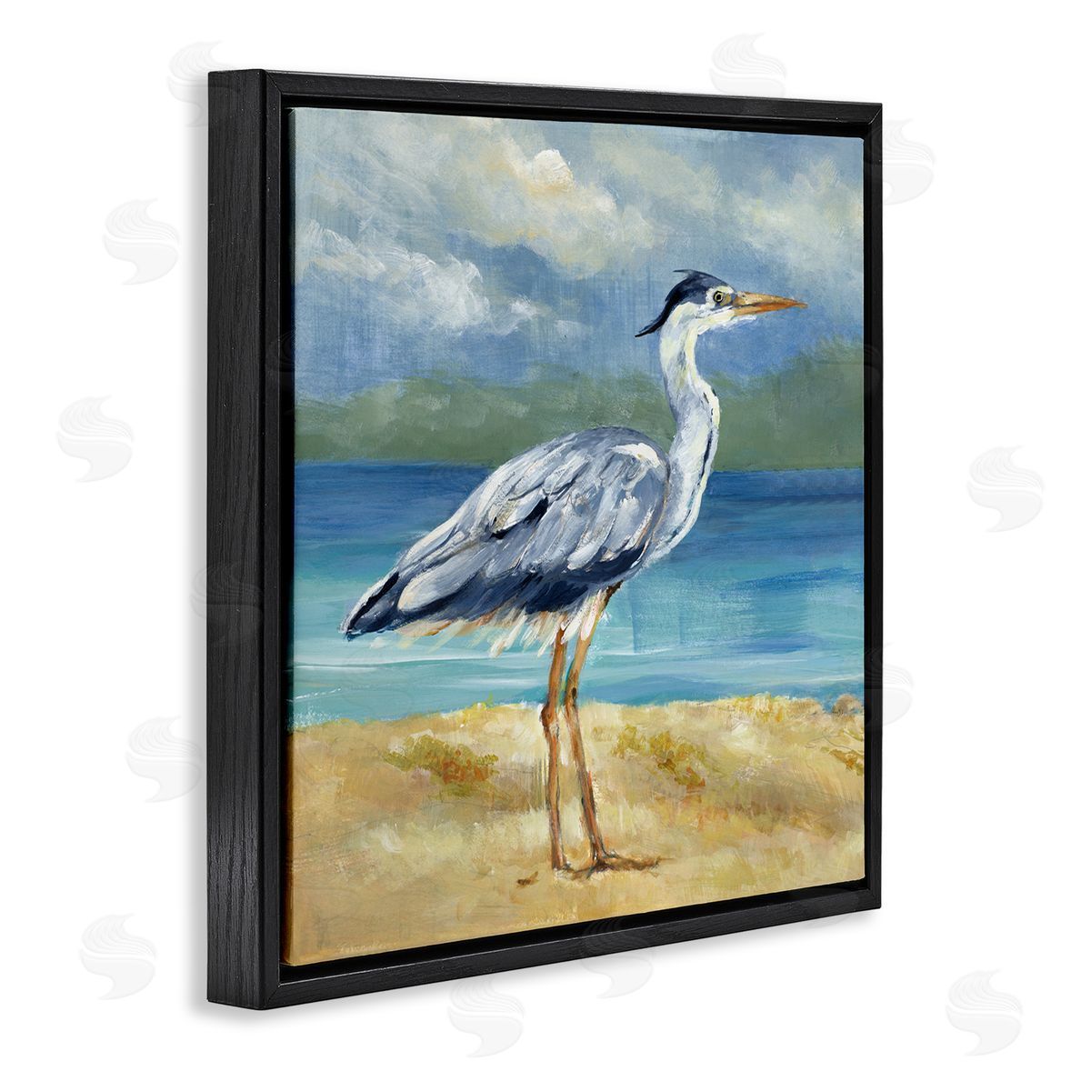 Lanie Loreth Heron by the Sea Black Floating Frame Canvas Wall Art Print