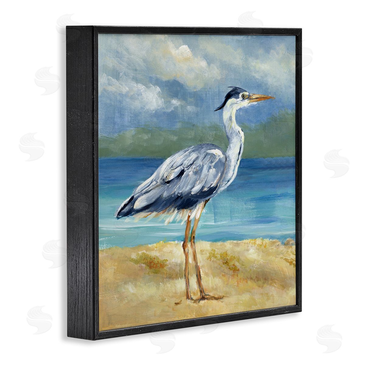 Lanie Loreth Heron by the Sea Black Framed Giclee Wall Art Print