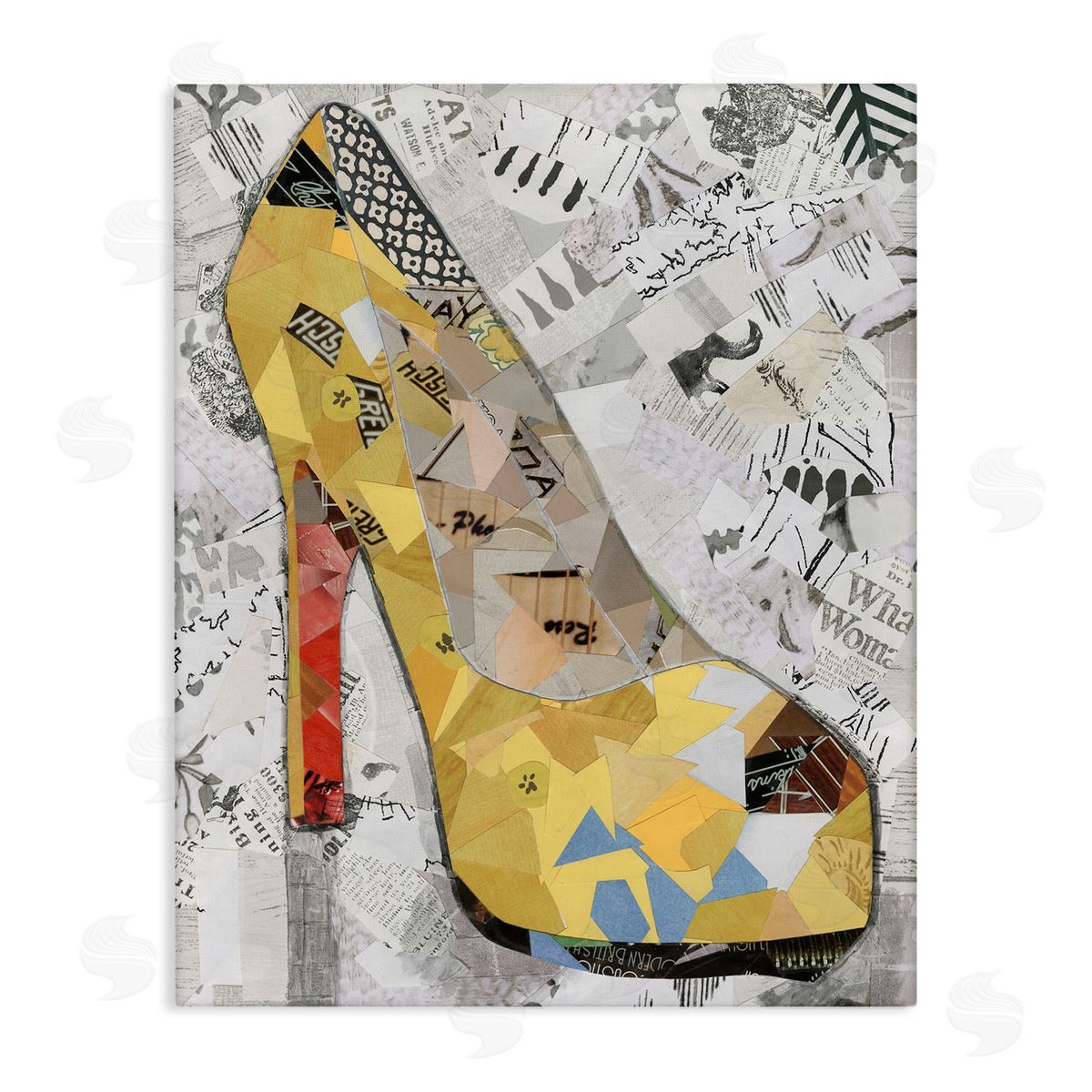 Coco Good Collaged Yellow Heel Canvas Wall Art Print