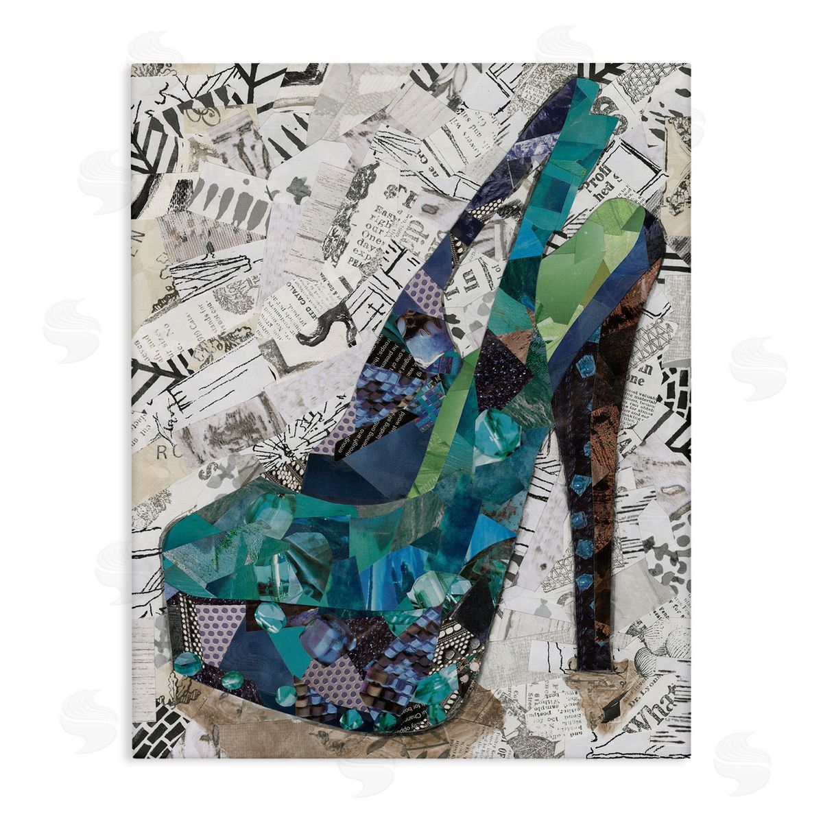 Coco Good Collaged High Heel Canvas Wall Art Print
