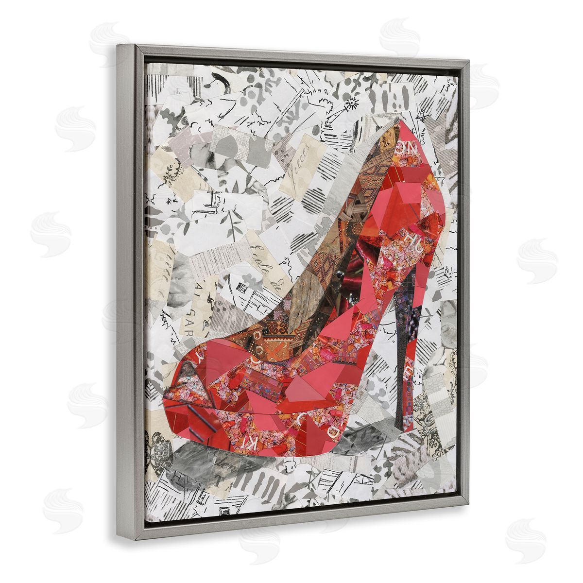 Coco Good Eclectic Glam Heel Gray Floating Frame Canvas Wall Art Print