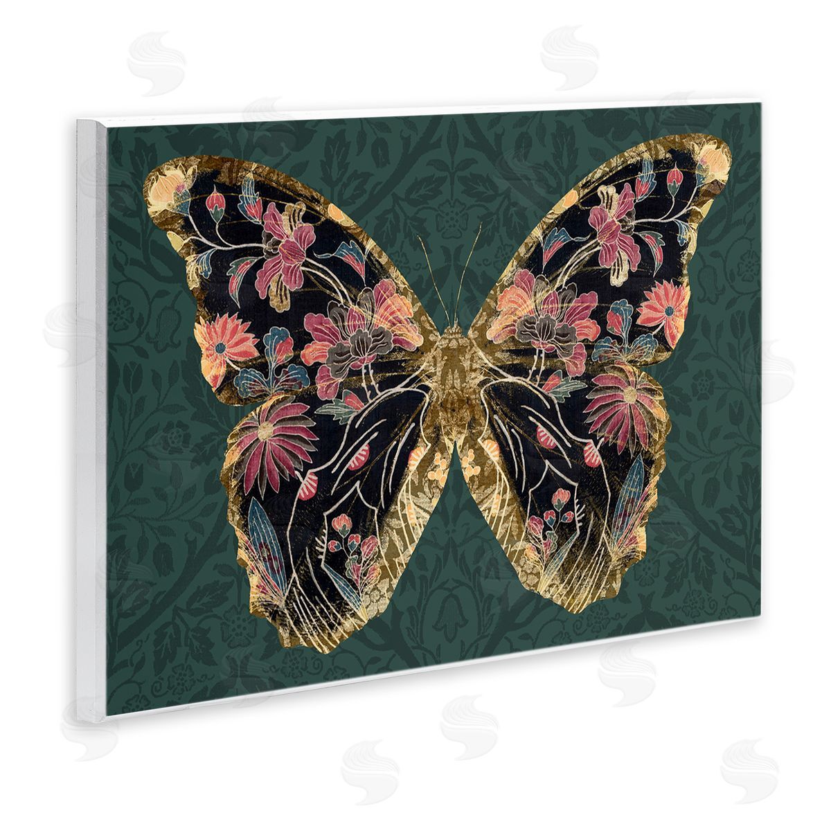 Victoria Barnes Ornate Pattern Butterfly Wooden Wall Plaque Art Print