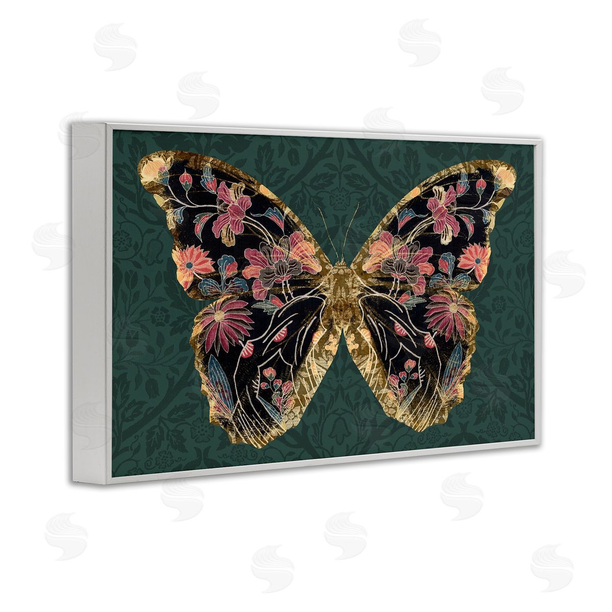 Victoria Barnes Ornate Pattern Butterfly White Framed Giclee Wall Art Print