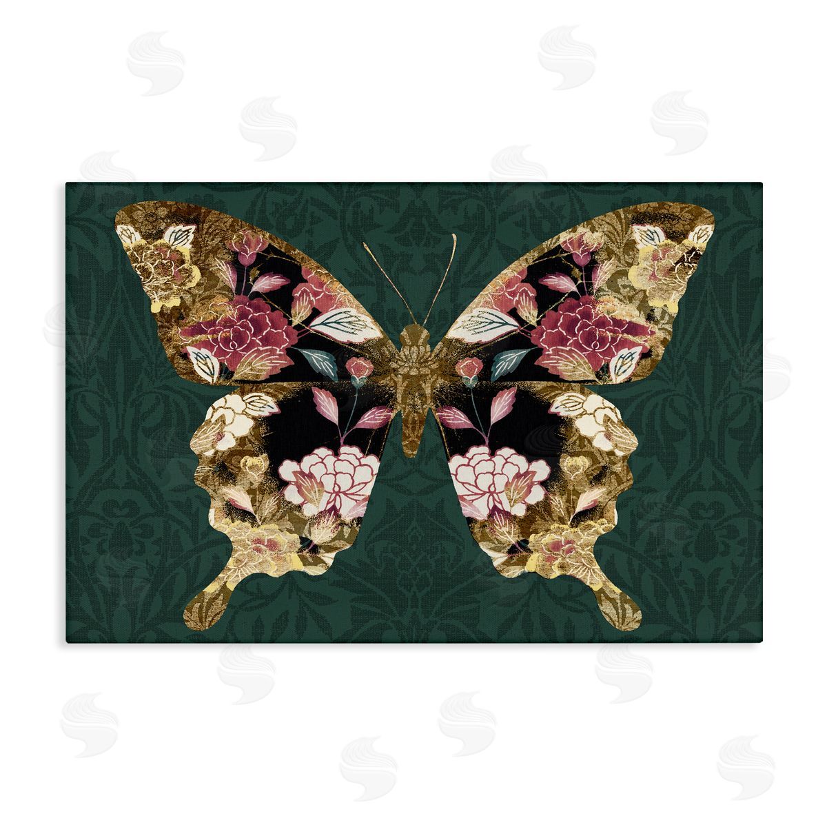 Victoria Barnes Rococo Butterfly Pattern Canvas Wall Art Print