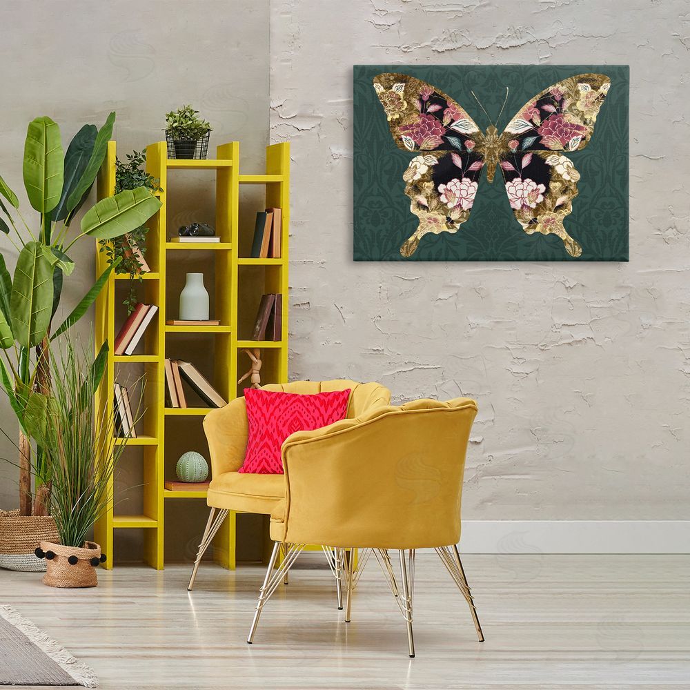 Victoria Barnes Rococo Butterfly Pattern Canvas Wall Art Print in Room