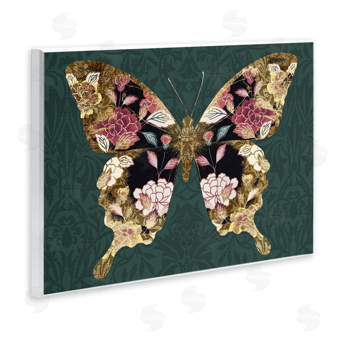 Victoria Barnes Rococo Butterfly Pattern Wooden Wall Plaque Art Print