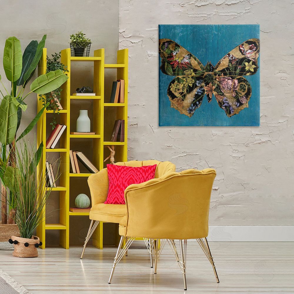 Naomi McCavitt Vivid Blue with Butterfly Canvas Wall Art Print in Room