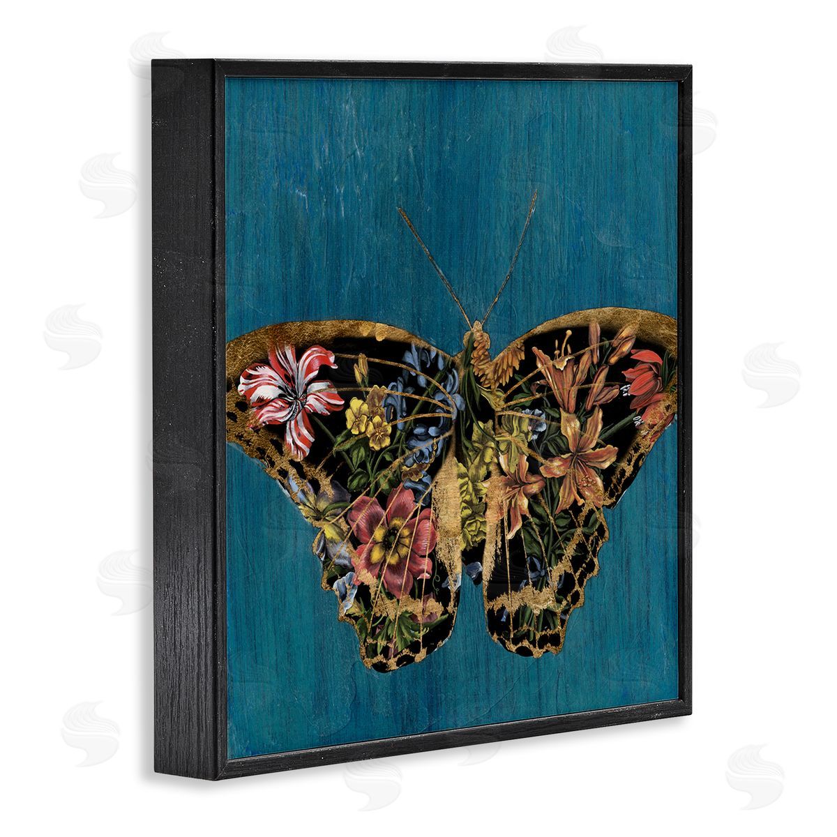 Naomi McCavitt Lily Pattern Butterfly Black Framed Giclee Wall Art Print