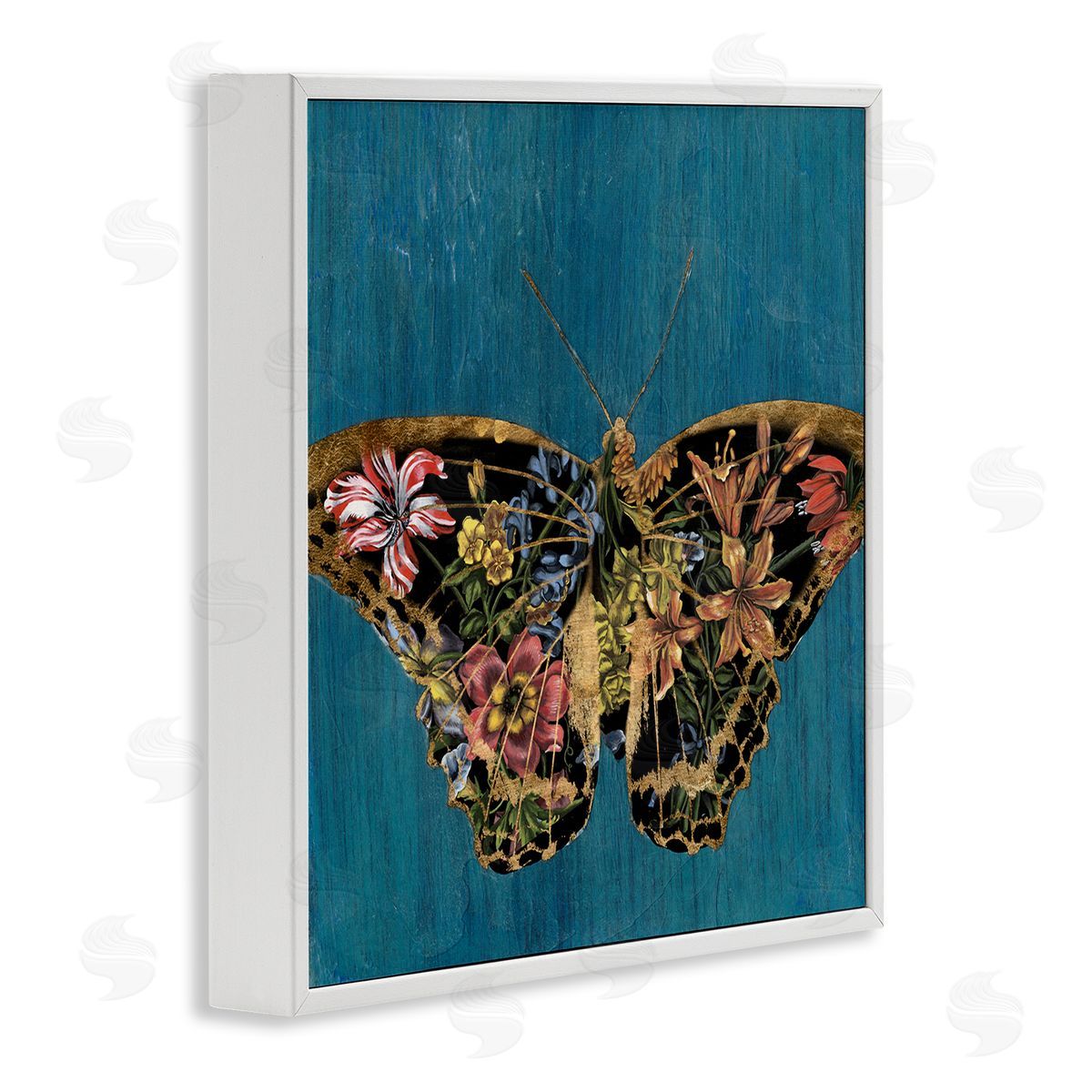 Naomi McCavitt Lily Pattern Butterfly White Framed Giclee Wall Art Print