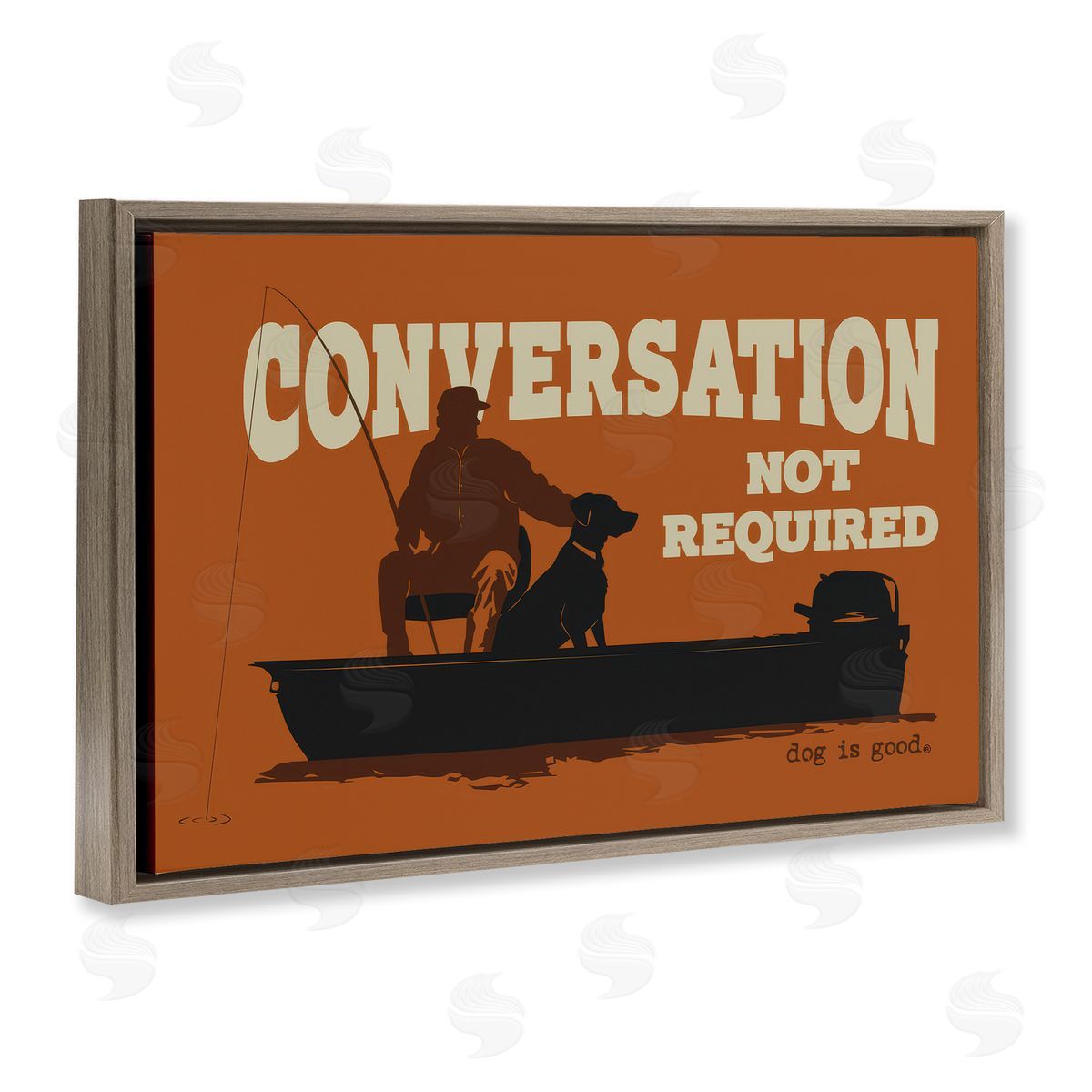 Dog Is Good Conversation Not Required Dog Brown Floating Frame Canvas Wall Art Print