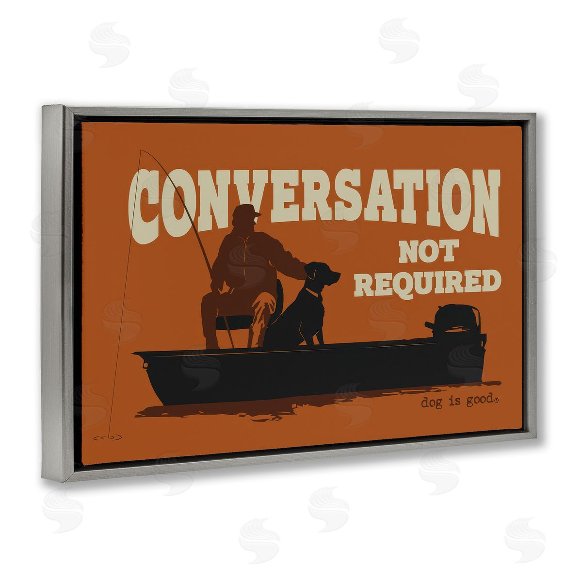 Dog Is Good Conversation Not Required Dog Gray Floating Frame Canvas Wall Art Print