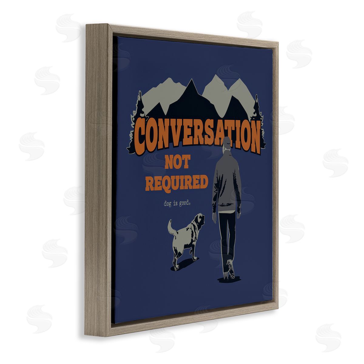 Dog Is Good Conversation Not Required Brown Floating Frame Canvas Wall Art Print