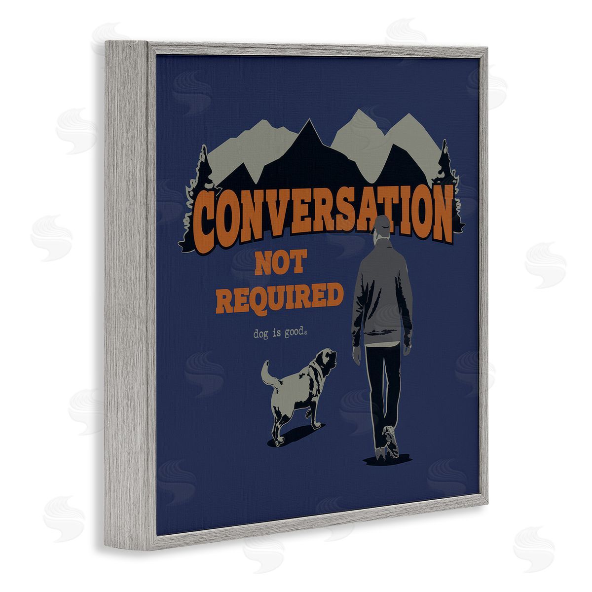 Dog Is Good Conversation Not Required Gray Framed Giclee Wall Art Print