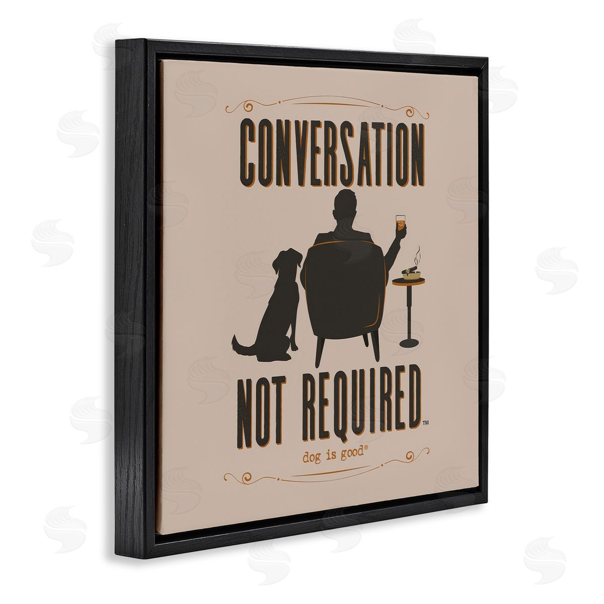 Dog Is Good No Conversation Dog Humor Black Floating Frame Canvas Wall Art Print
