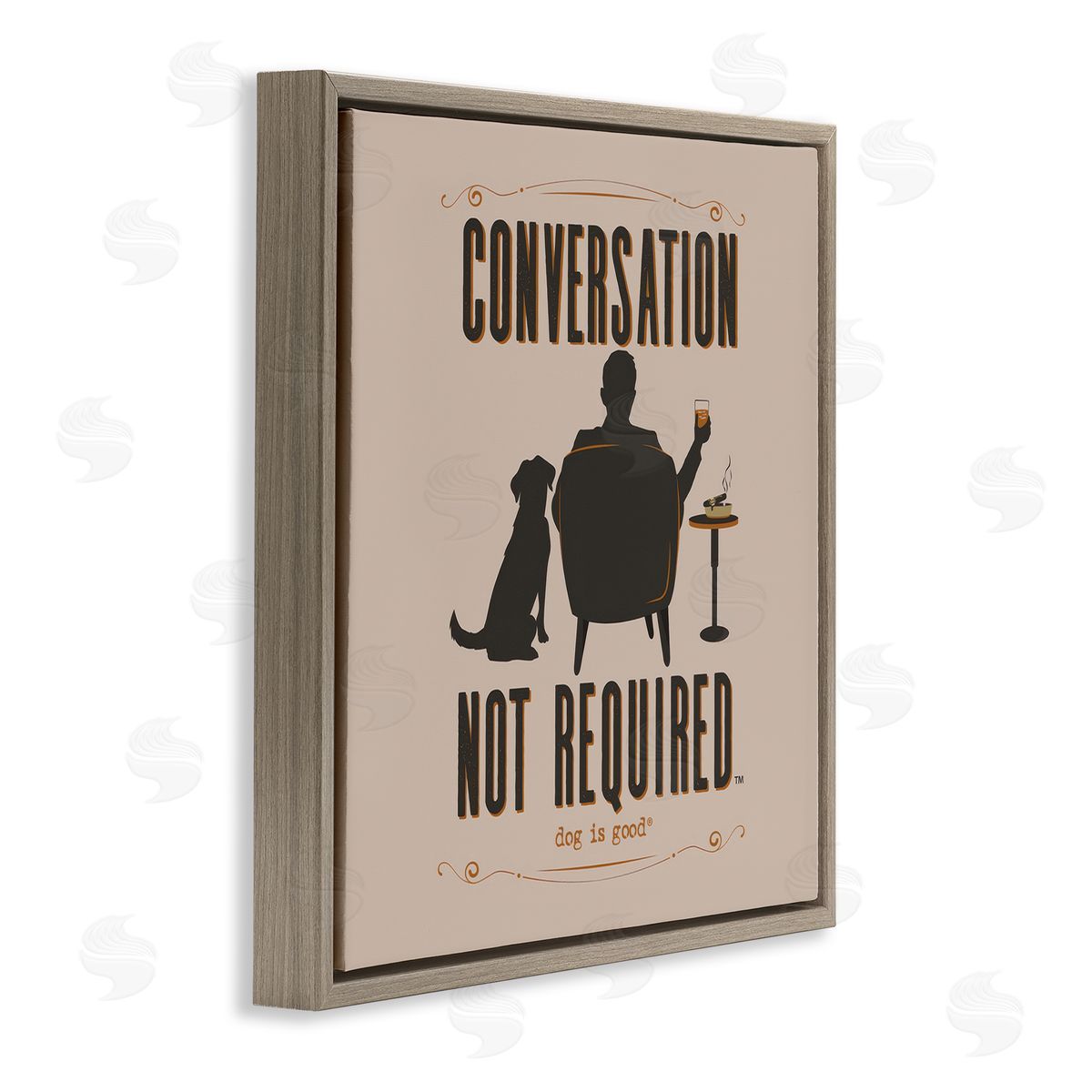 Dog Is Good No Conversation Dog Humor Brown Floating Frame Canvas Wall Art Print