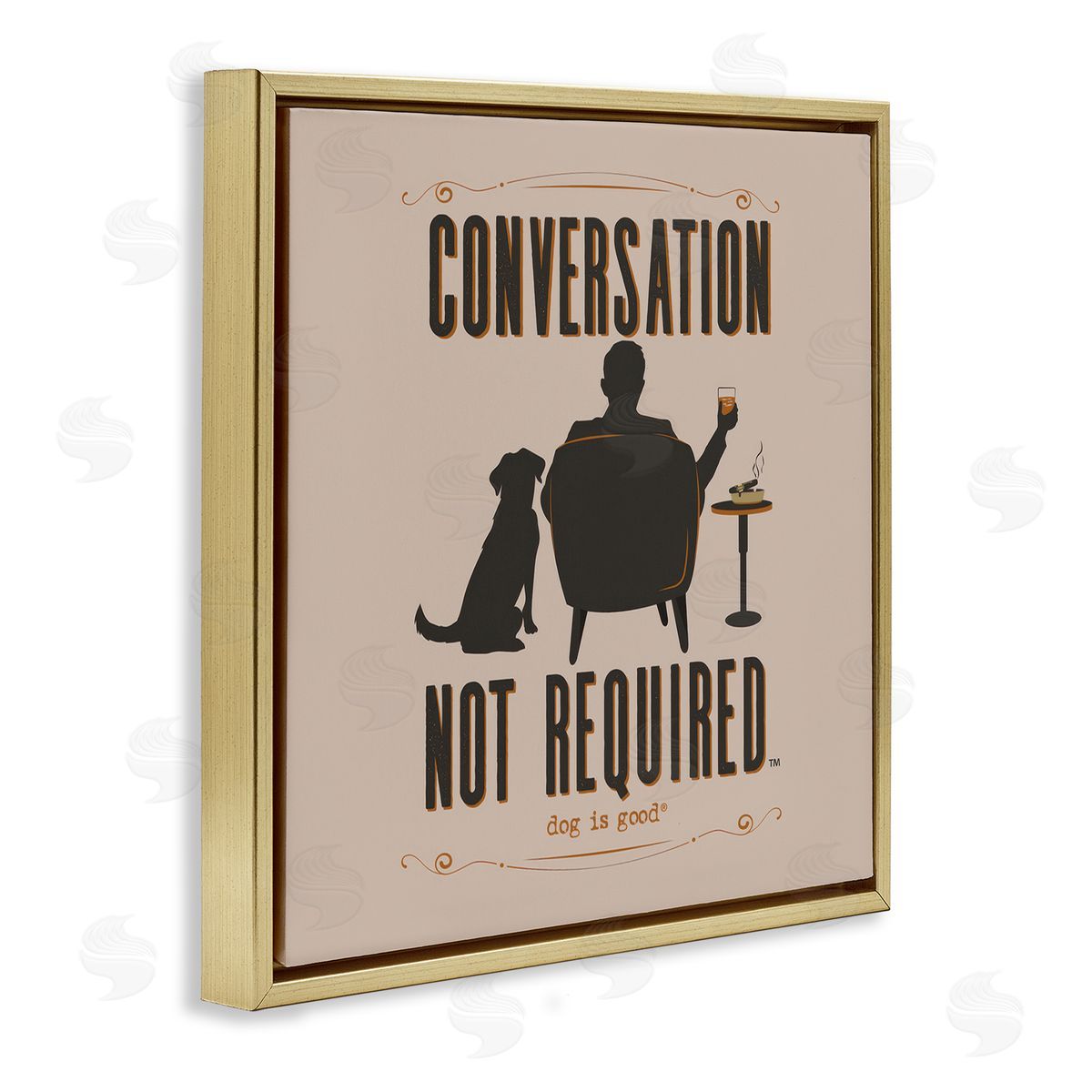 Dog Is Good No Conversation Dog Humor Gold Floating Frame Canvas Wall Art Print