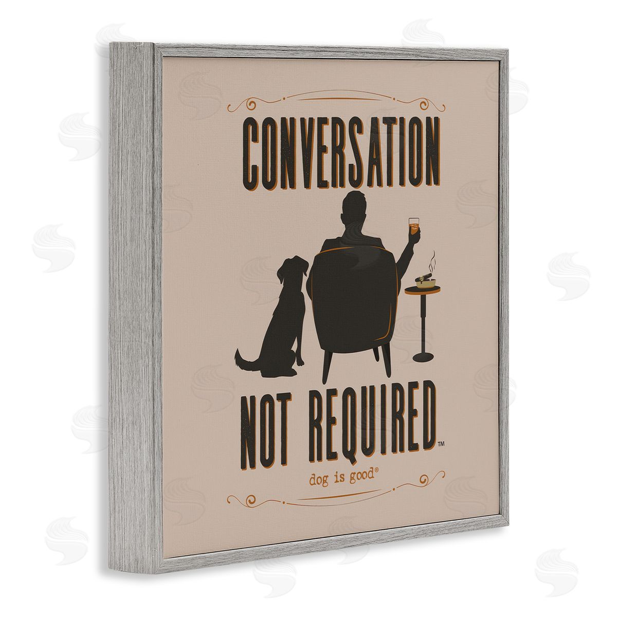 Dog Is Good No Conversation Dog Humor Gray Framed Giclee Wall Art Print