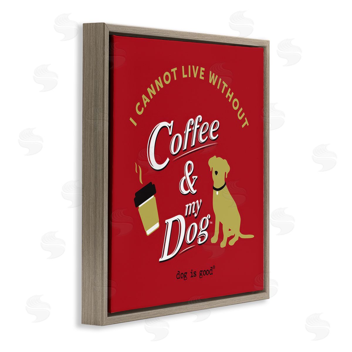 Dog Is Good Coffee & My Dog Brown Floating Frame Canvas Wall Art Print