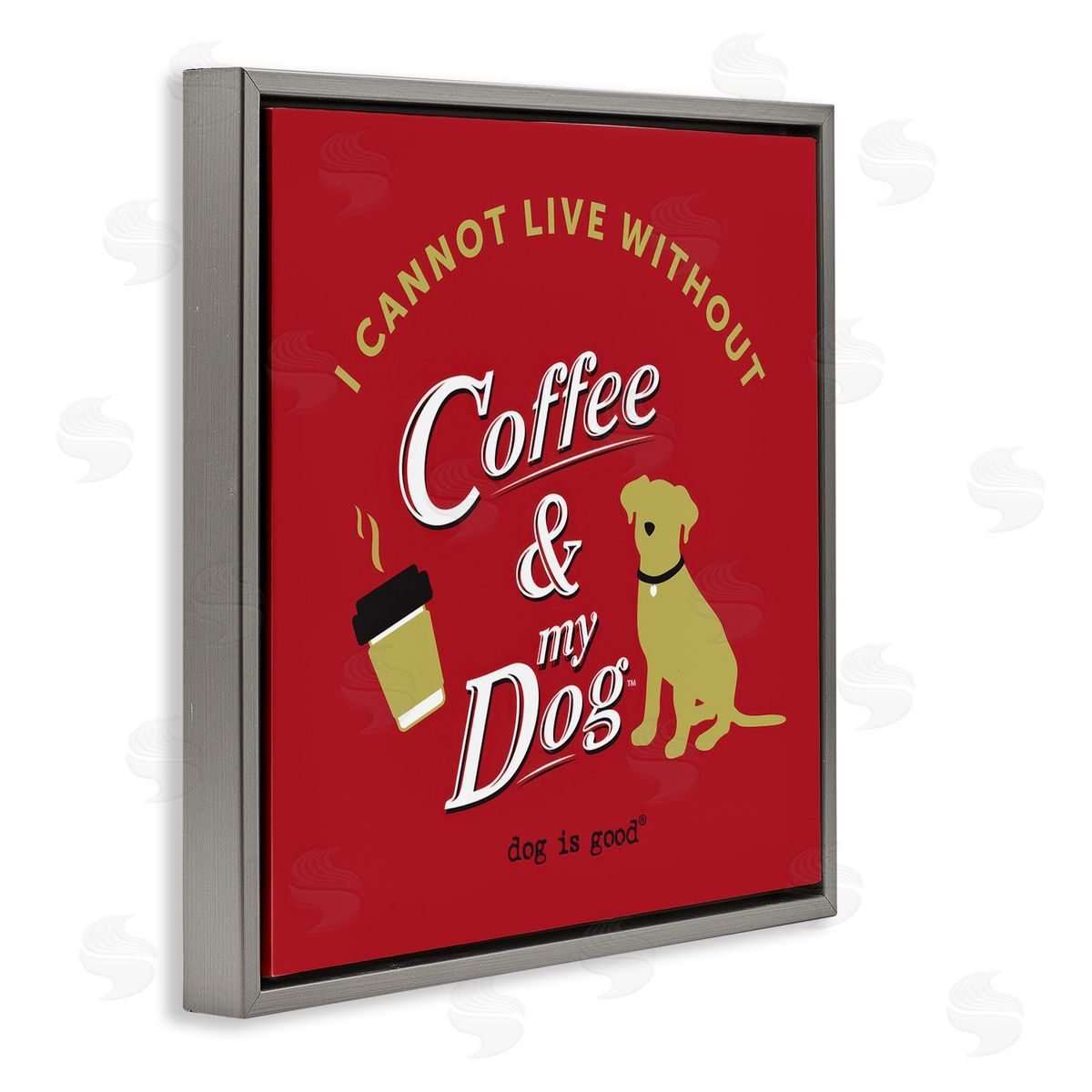 Dog Is Good Coffee & My Dog Gray Floating Frame Canvas Wall Art Print