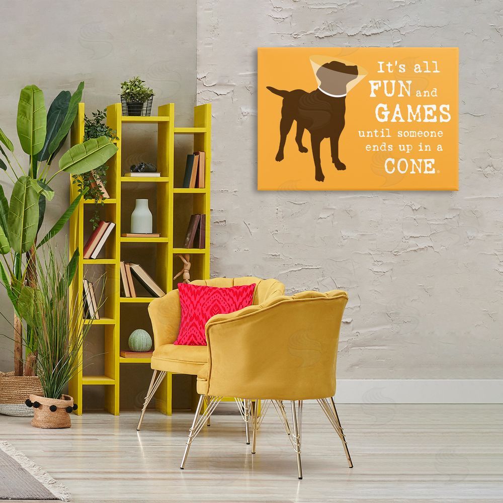 Dog Is Good Fun & Games Cone Canvas Wall Art Print in Room