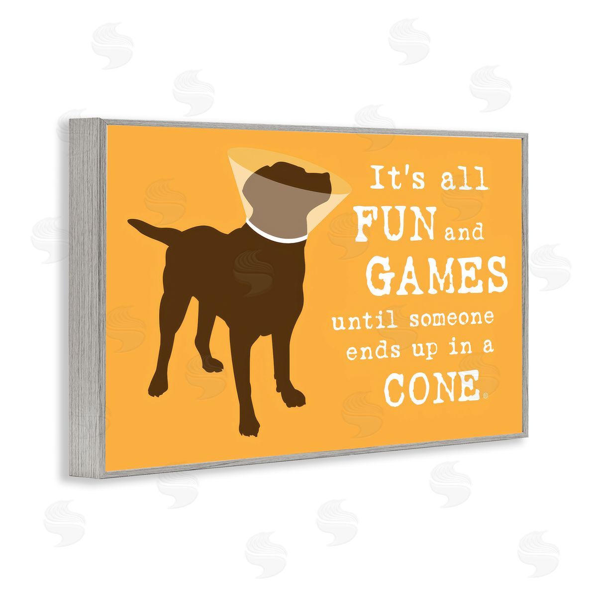 Dog Is Good Fun & Games Cone Gray Framed Giclee Wall Art Print