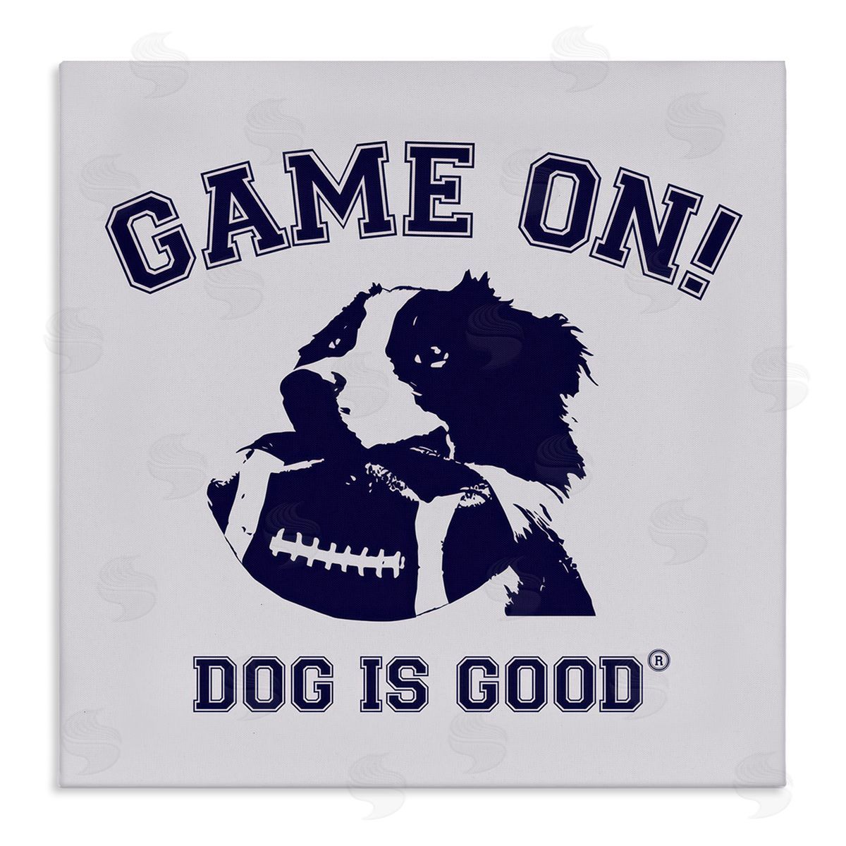 Dog Is Good Game On Dog & Football Canvas Wall Art Print
