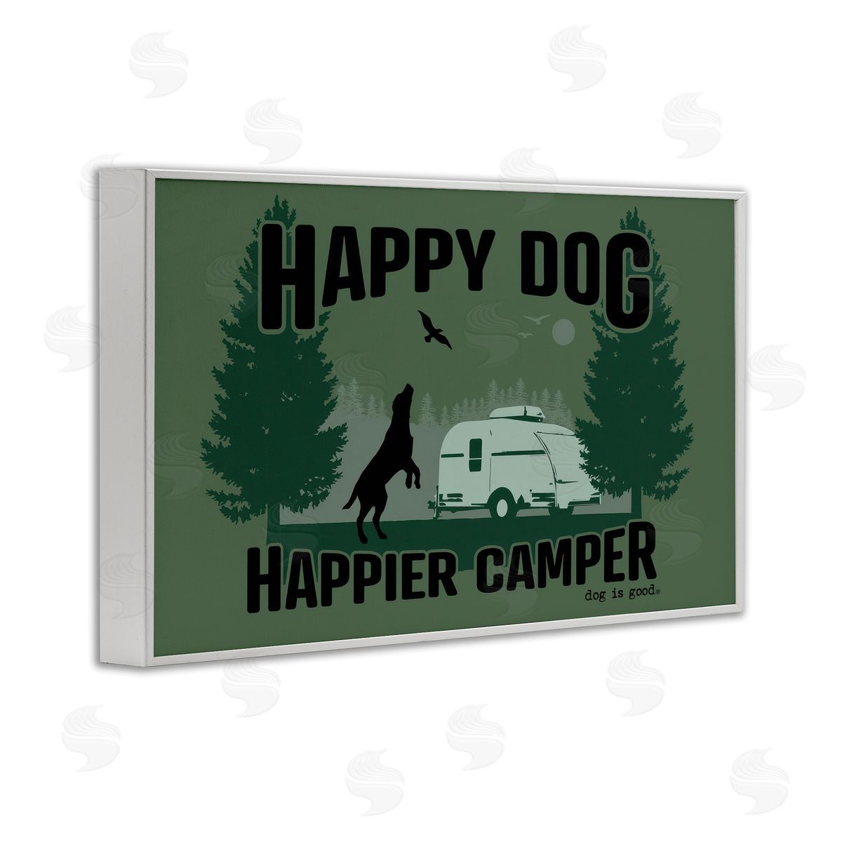 Dog Is Good Happier Camper with Dog White Framed Giclee Wall Art Print