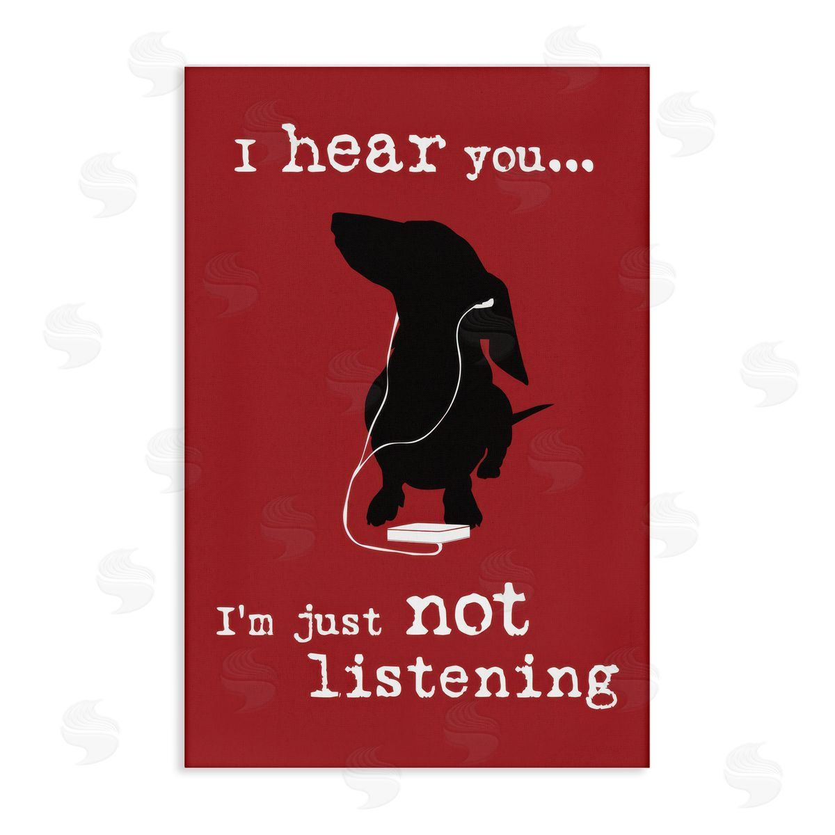 Dog Is Good Not Listening Dog Headphones Canvas Wall Art Print