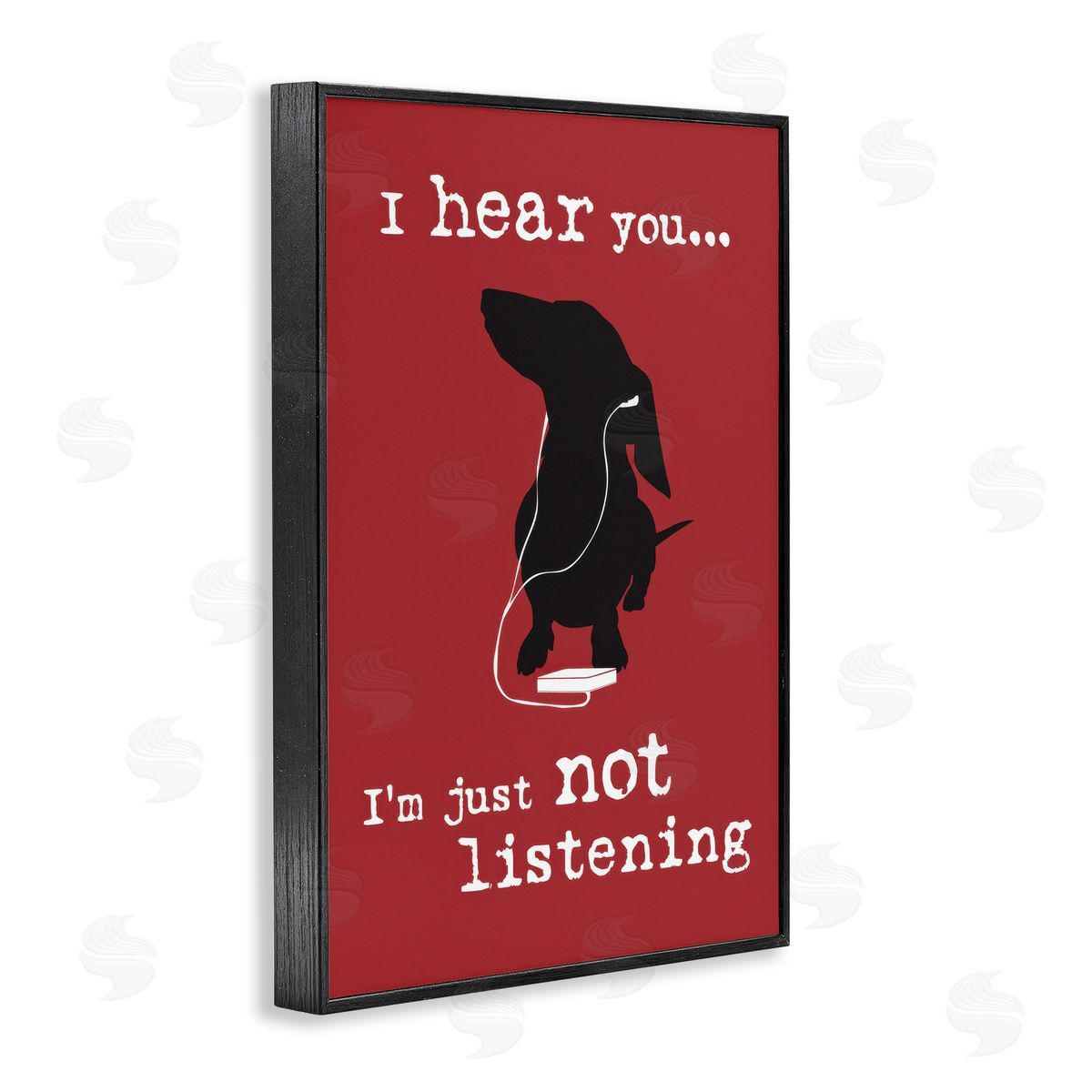 Dog Is Good Not Listening Dog Headphones Black Framed Giclee Wall Art Print