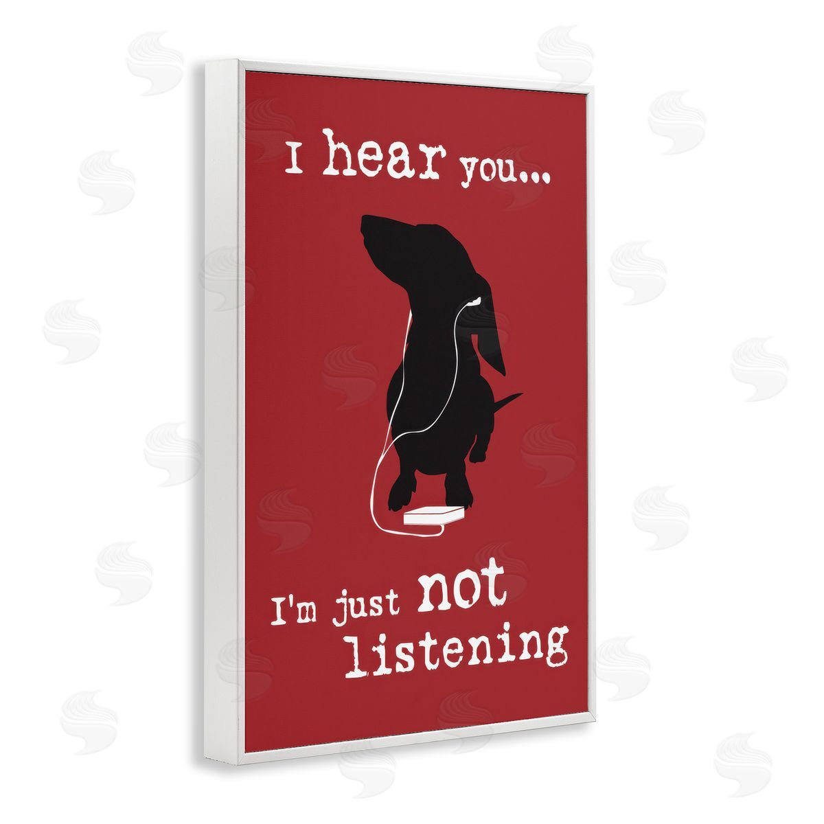 Dog Is Good Not Listening Dog Headphones White Framed Giclee Wall Art Print