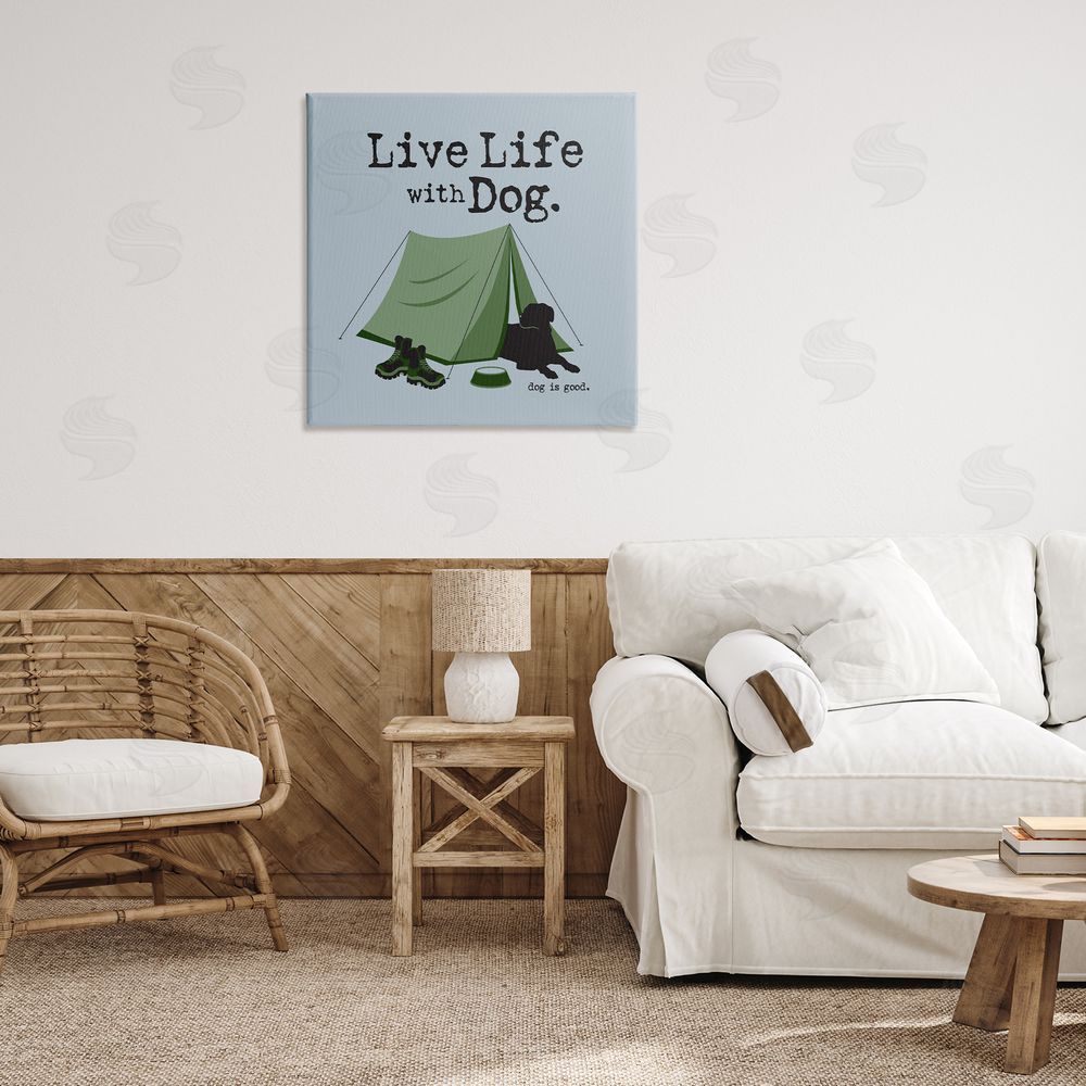 Dog Is Good Camping with Dog Canvas Wall Art Print in Room