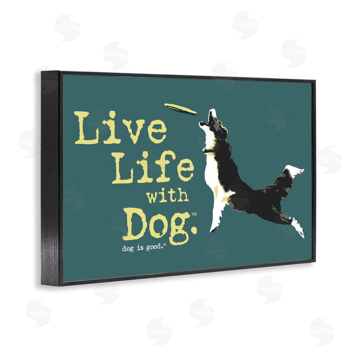 Dog Is Good Dog Playing Fetch Phrase Black Framed Giclee Wall Art Print