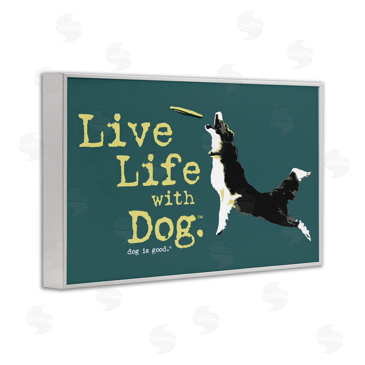 Dog Is Good Dog Playing Fetch Phrase White Framed Giclee Wall Art Print