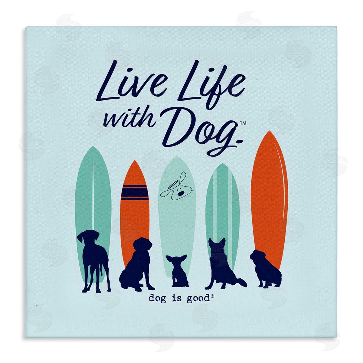 Dog Is Good Surfboards & Dogs Phrase Canvas Wall Art Print