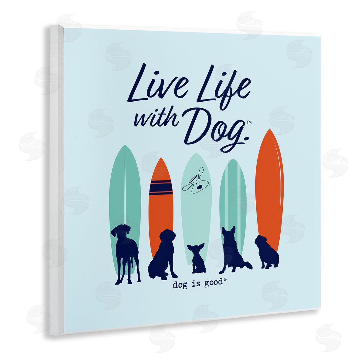 Dog Is Good Surfboards & Dogs Phrase Wooden Wall Plaque Art Print