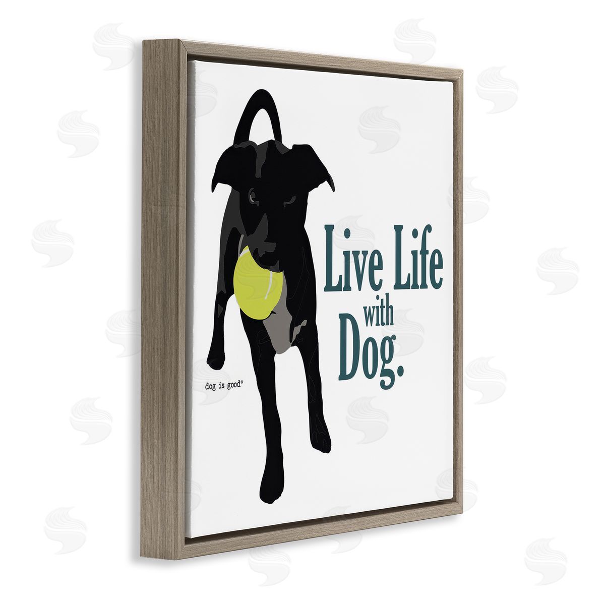 Dog Is Good Live Life with Dog Brown Floating Frame Canvas Wall Art Print