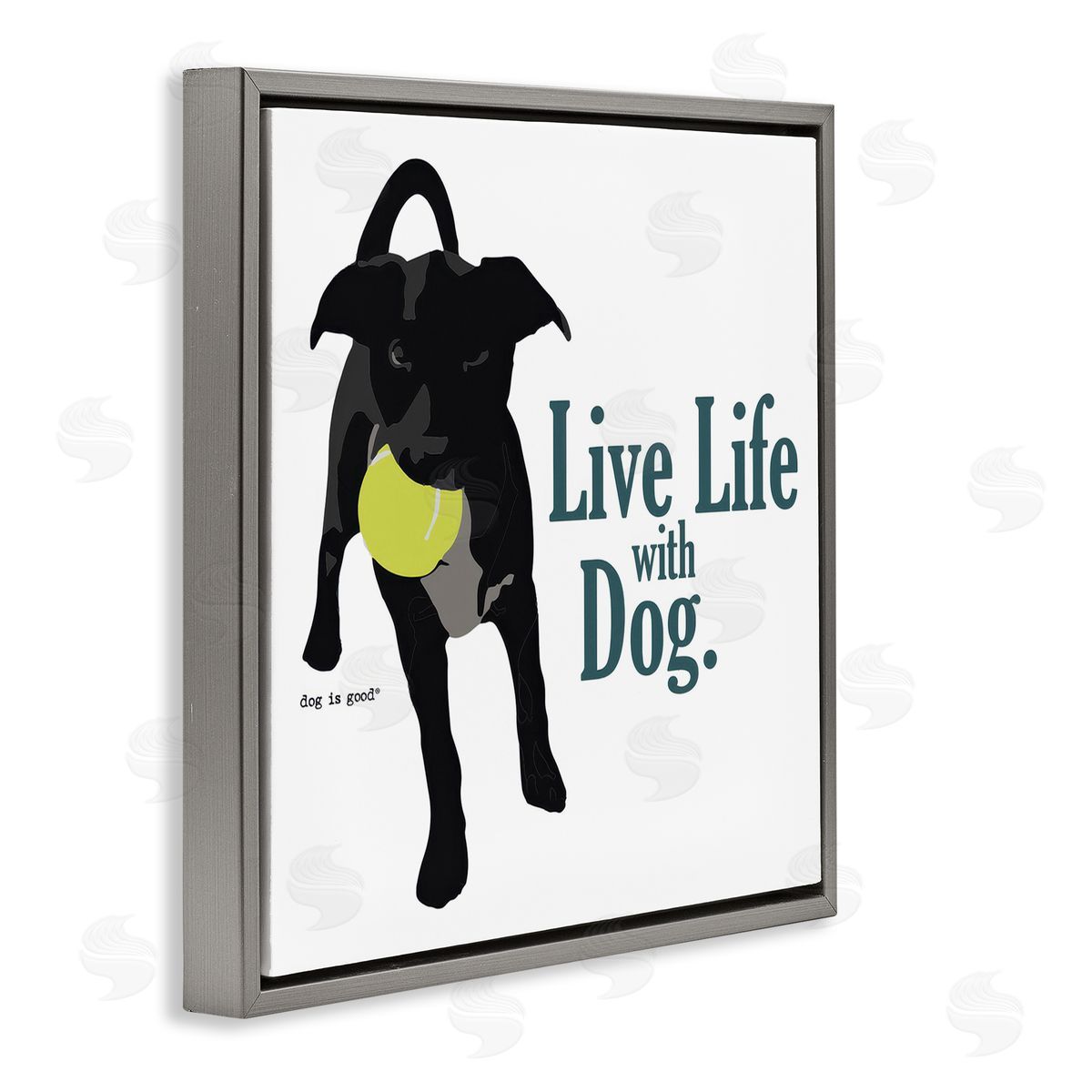 Dog Is Good Live Life with Dog Gray Floating Frame Canvas Wall Art Print